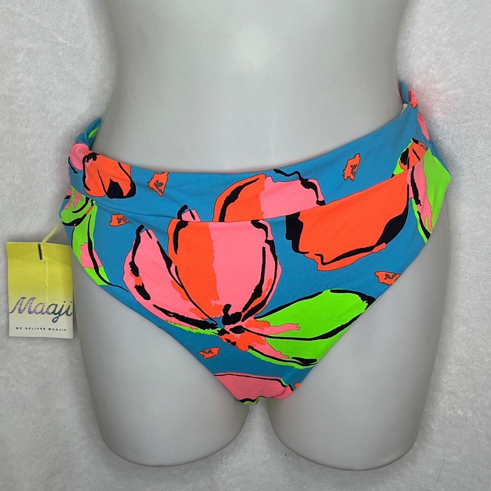 NWT Maaji Womens Swimwear Bottom High Waisted Floral Print Size L